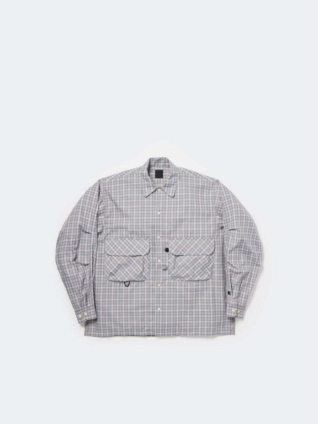W's TECH SPORTS OPEN COLLAR SHIRT L/S GREN PLAID - LT.GRAY