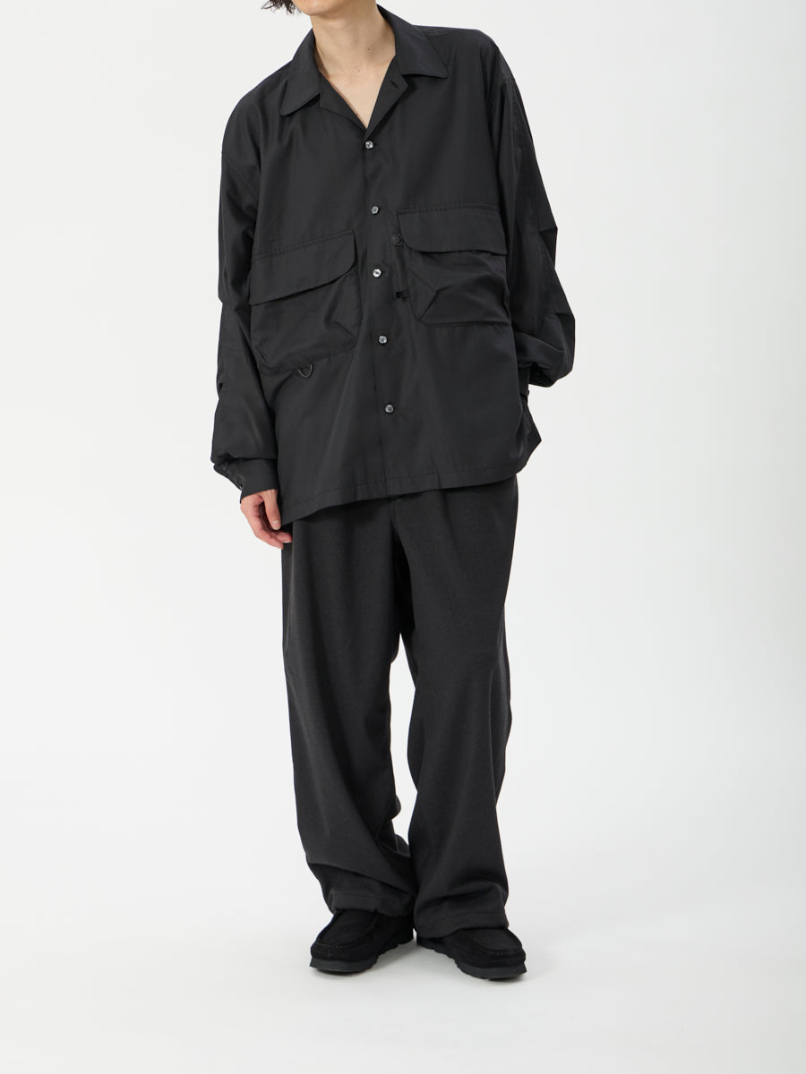 TECH SPORTS OPEN COLLAR SHIRT L/S SOLID