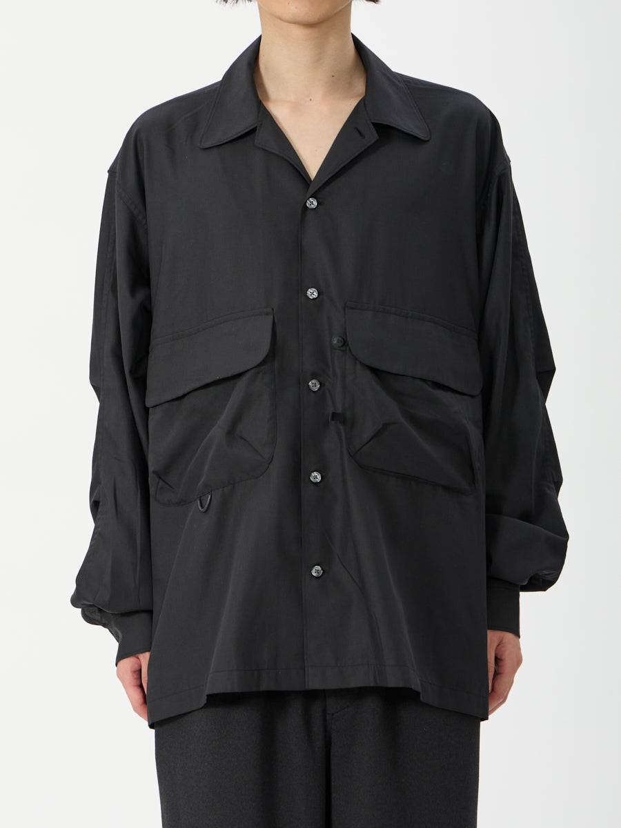 TECH SPORTS OPEN COLLAR SHIRT L/S SOLID