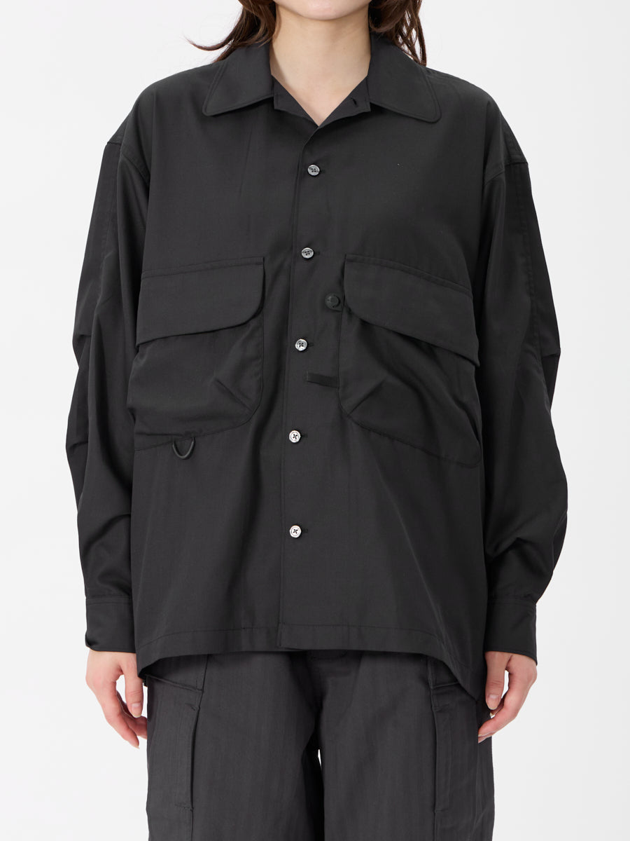 W's TECH SPORTS OPEN COLLAR SHIRT L/S SOLID