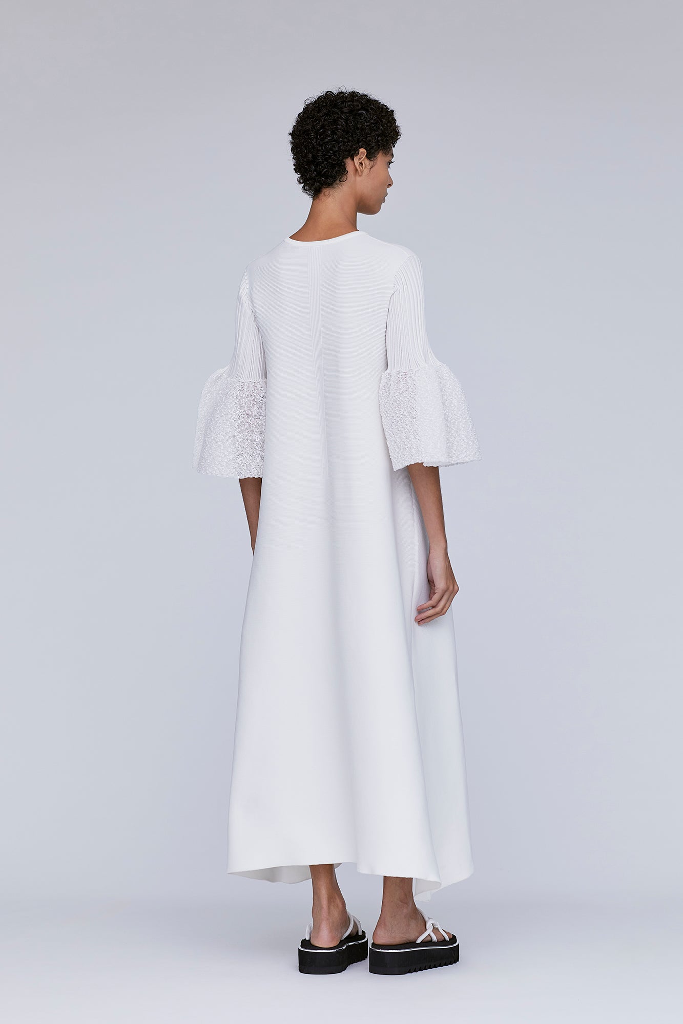 POTTERY ORNAMENT SHORT BELL SLEEVE FLARE DRESS