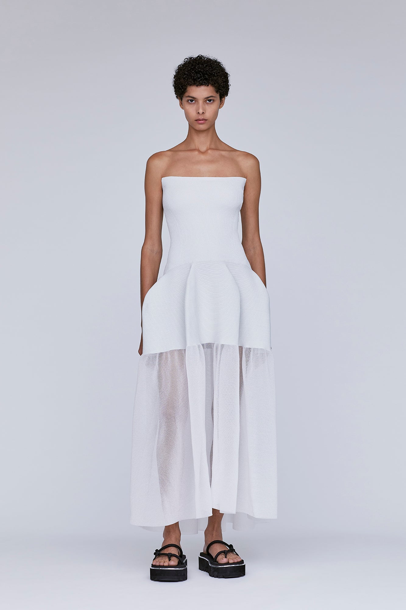 POTTERY HS LUCENT GLITTER STRAPLESS DRESS