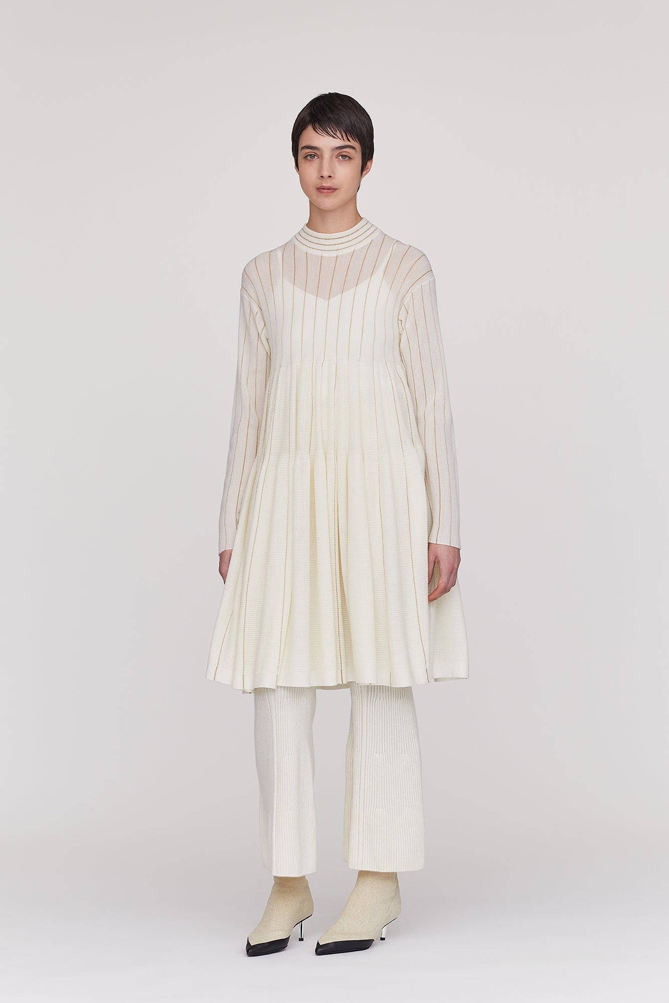 WOOL CASCADES GLITTER MOCKNECK LONG SLEEVE MINI DRESS