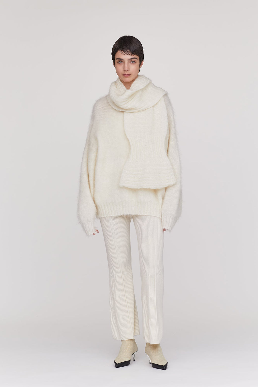 MOHAIR GARTER RIB SCARF