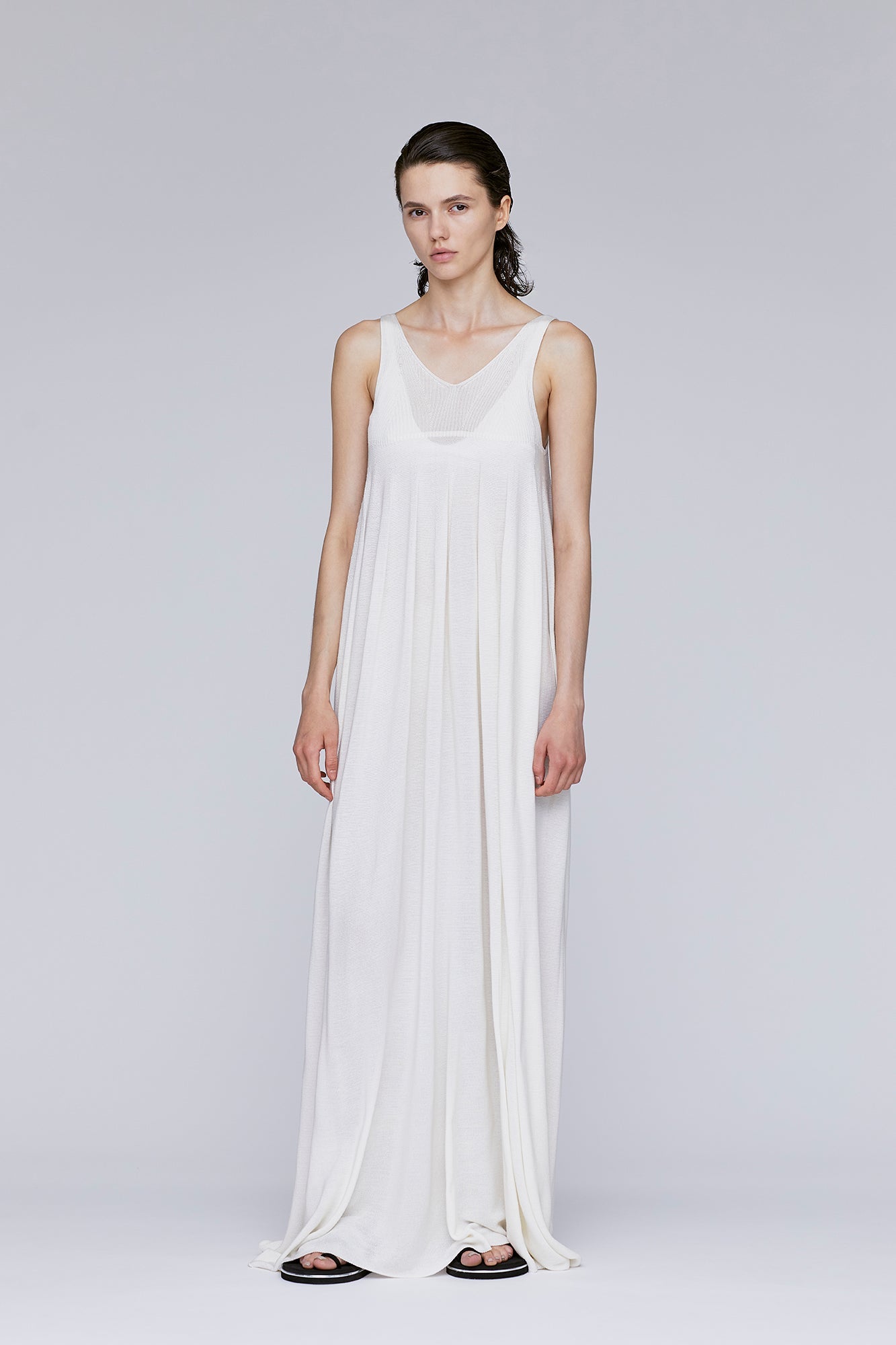 SILK RIVULET STRAP BUST FLARE DRESS