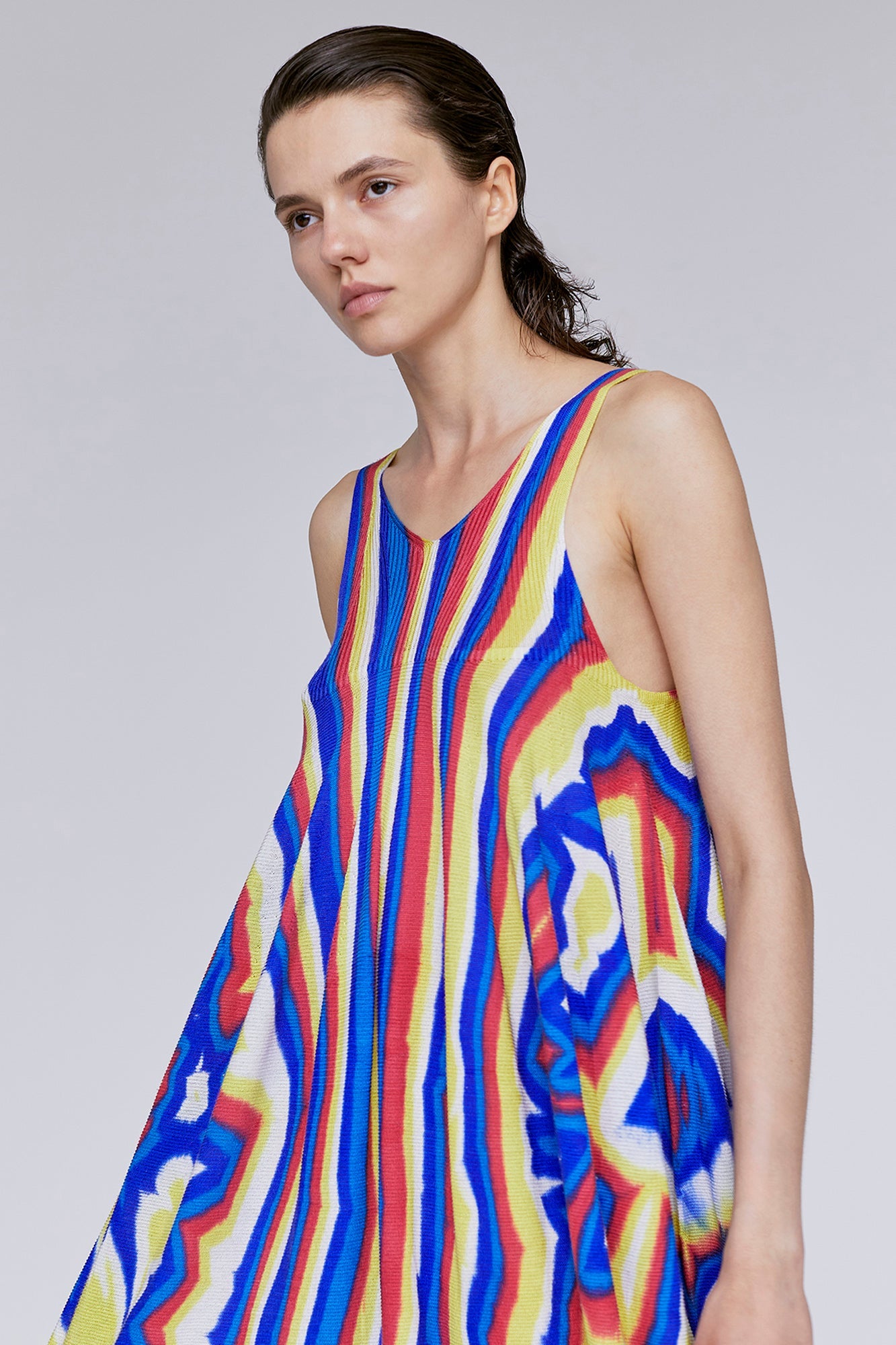 SILK RIVULET CHUSEN STRAP BUST FLARE DRESS