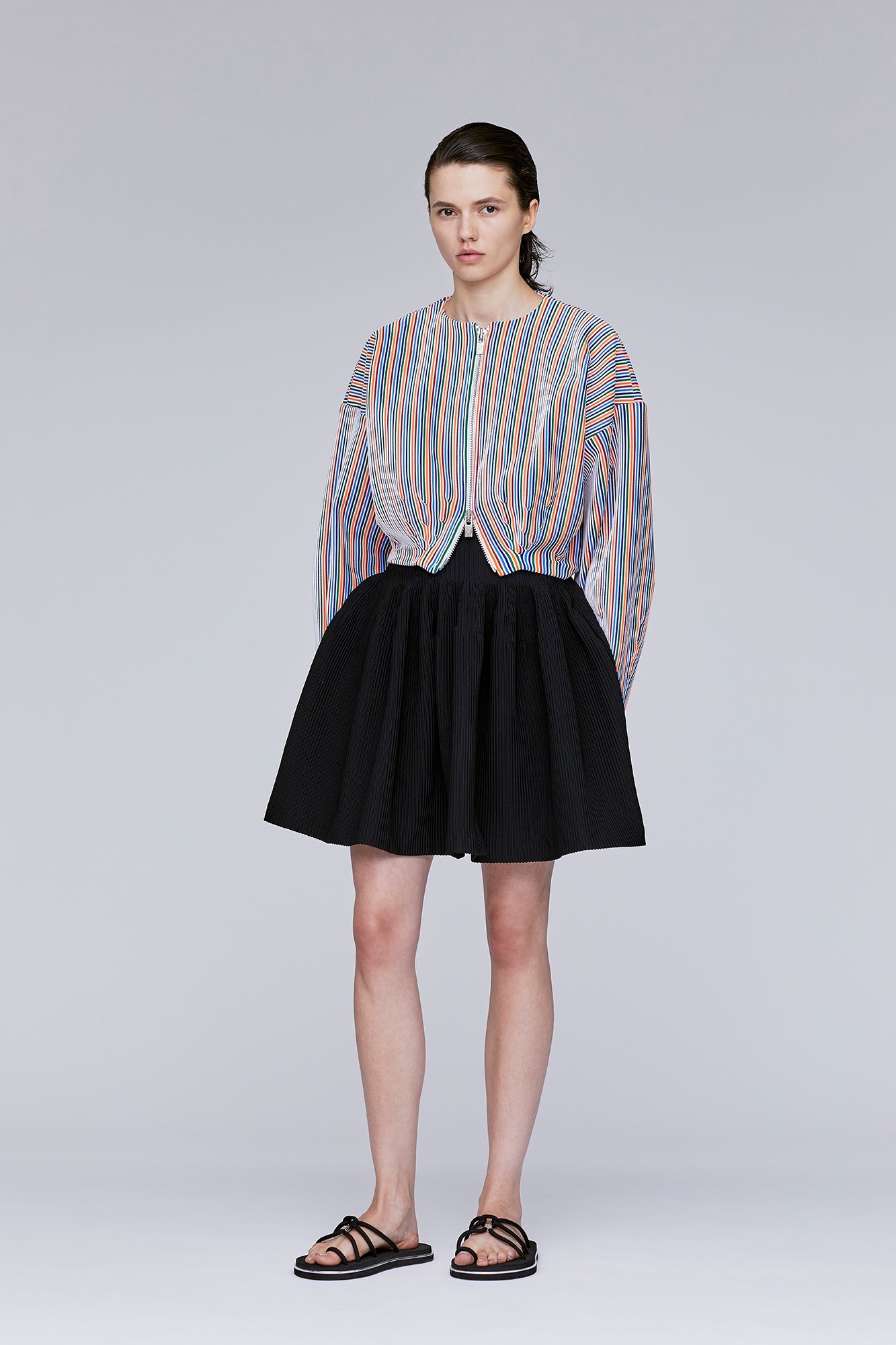 HYPHA COLLARLESS CROPPED BOMBER JACKET