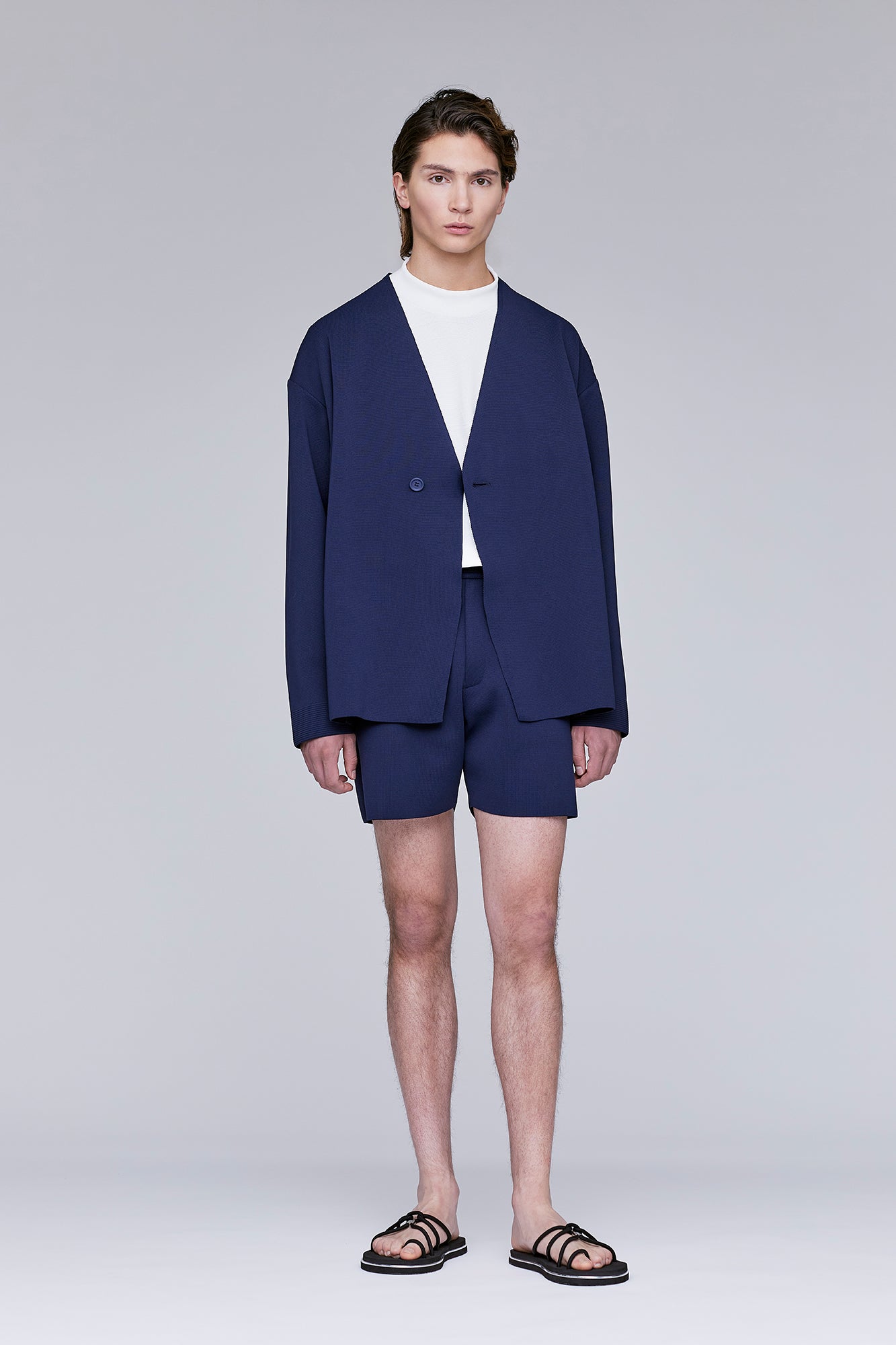 MILAN COLLARLESS DOUBLE BREASTED BOXY JACKET