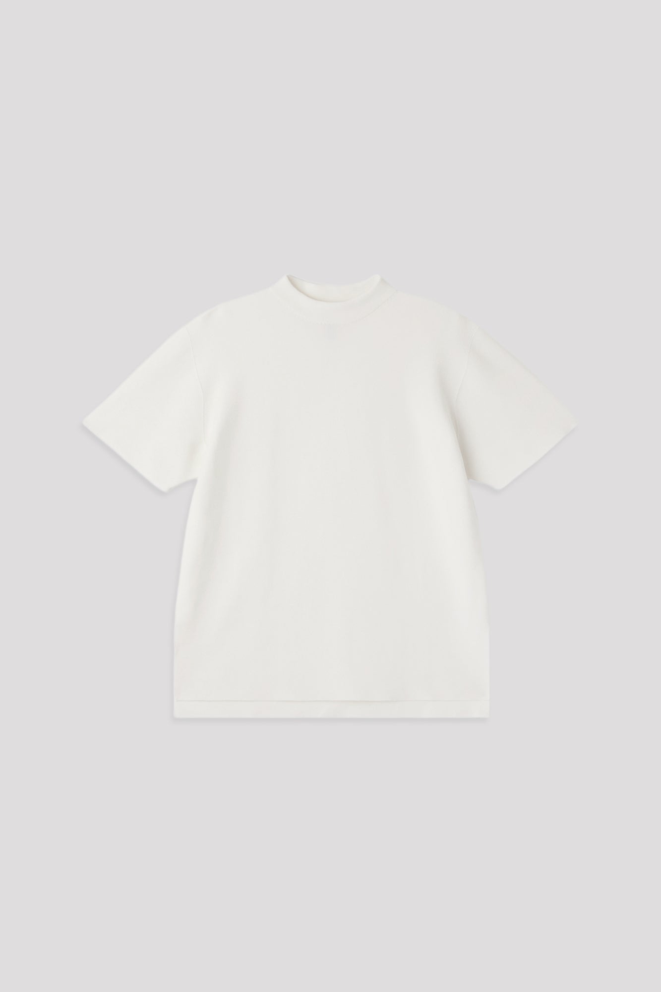 GARTER MOCKNECK SHORT SLEEVE TEE SHIRT - WHITE