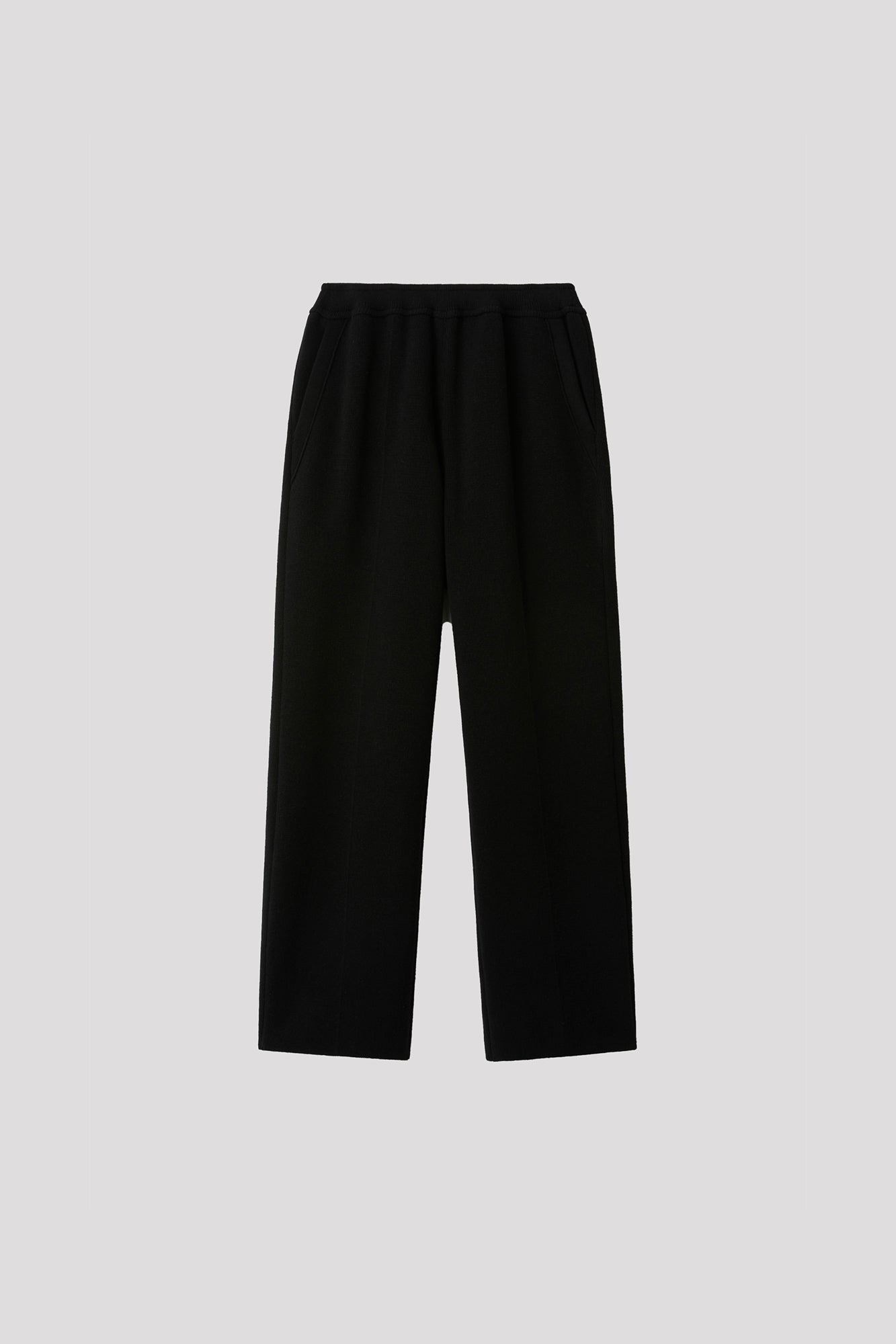 WOOL MILAN  STRAIGHT PANTS - BLACK