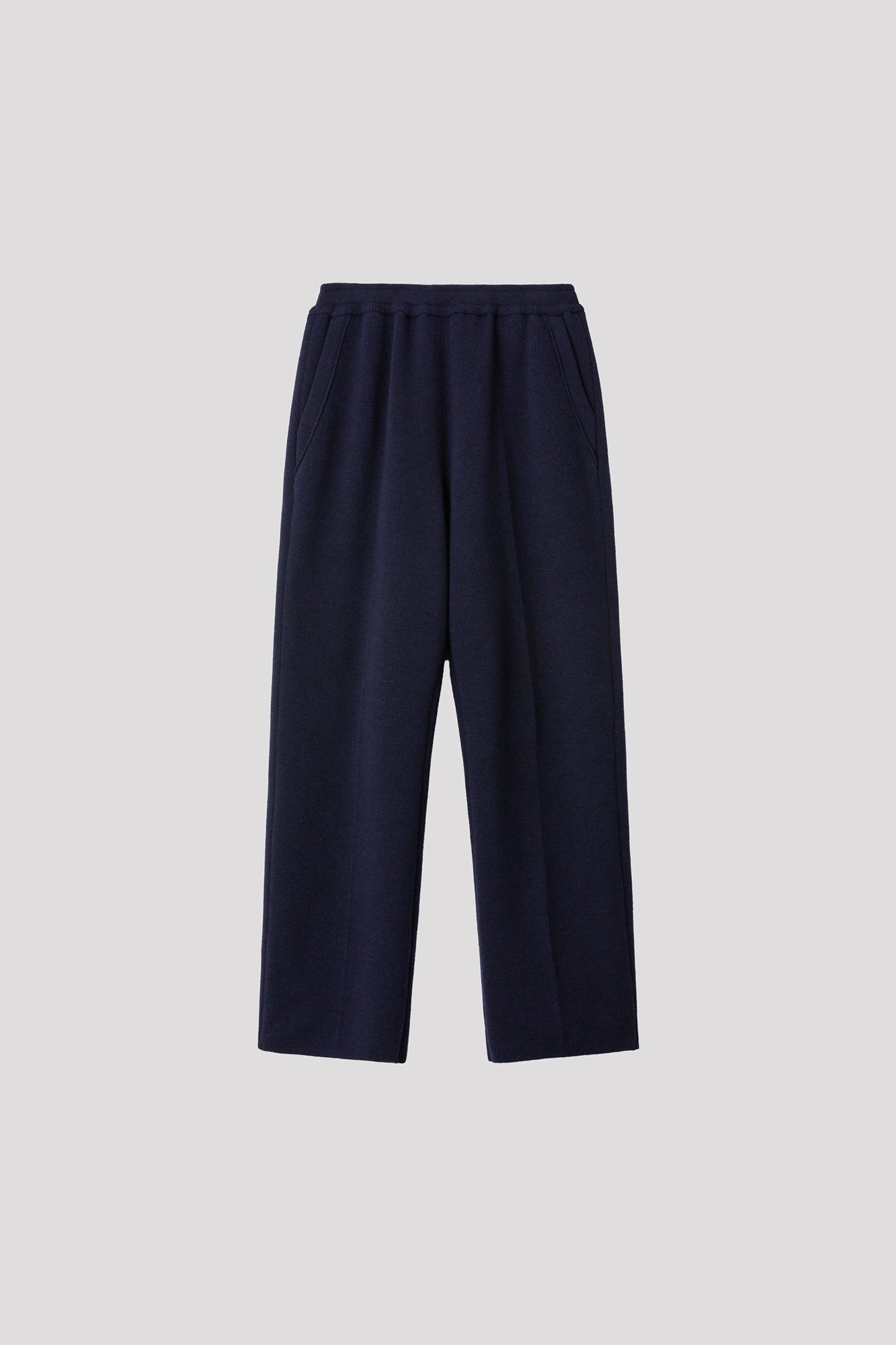 WOOL MILAN  STRAIGHT PANTS - NAVY