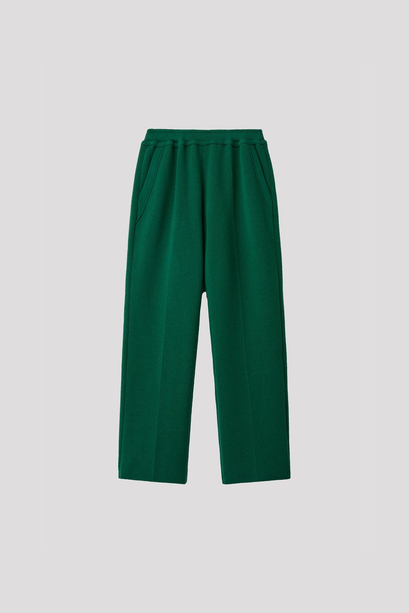 WOOL MILAN  STRAIGHT PANTS - PINE GREEN