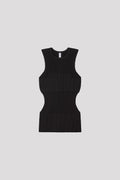 FLUTED SLEEVELESS TOP - BLACK