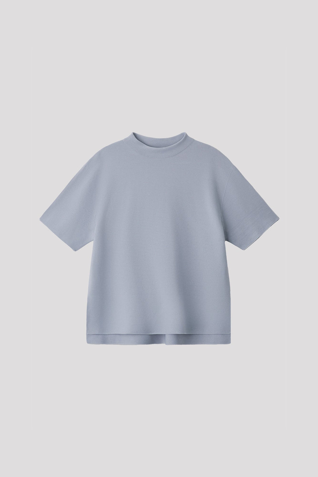 GARTER MOCKNECK SHORT SLEEVE T-SHIRT - LIGHT GRAY