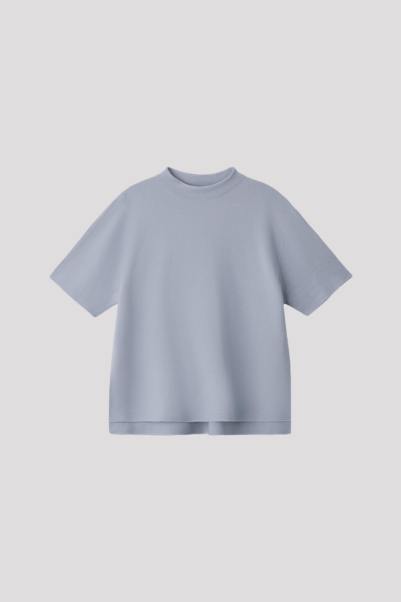 GARTER MOCKNECK SHORT SLEEVE T-SHIRT - LIGHT GRAY