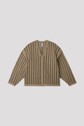 LOUVER METAL CARDIGAN - BEIGE-BLACK