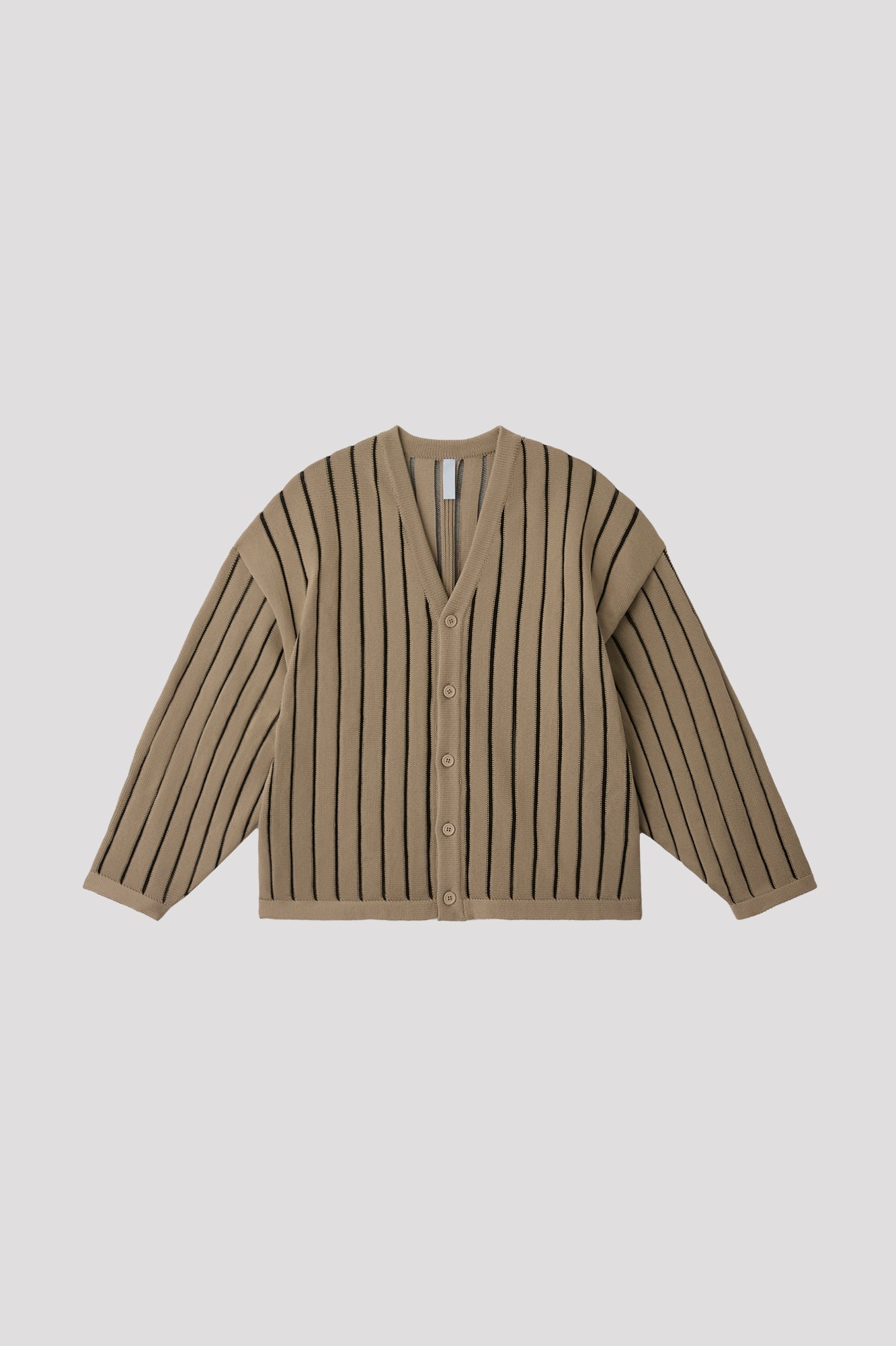 LOUVER METAL CARDIGAN - BEIGE-BLACK