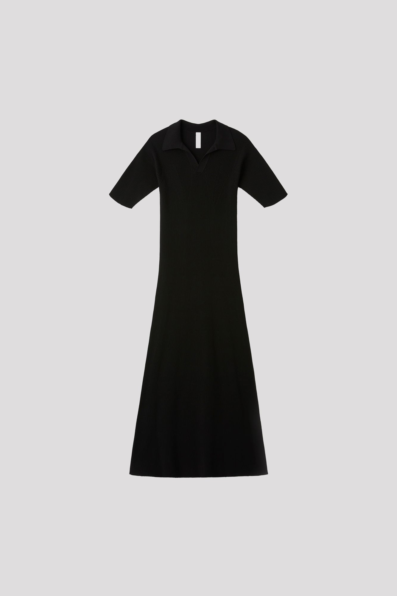 BS RIB SHORT SLEEVE POLO DRESS - BLACK