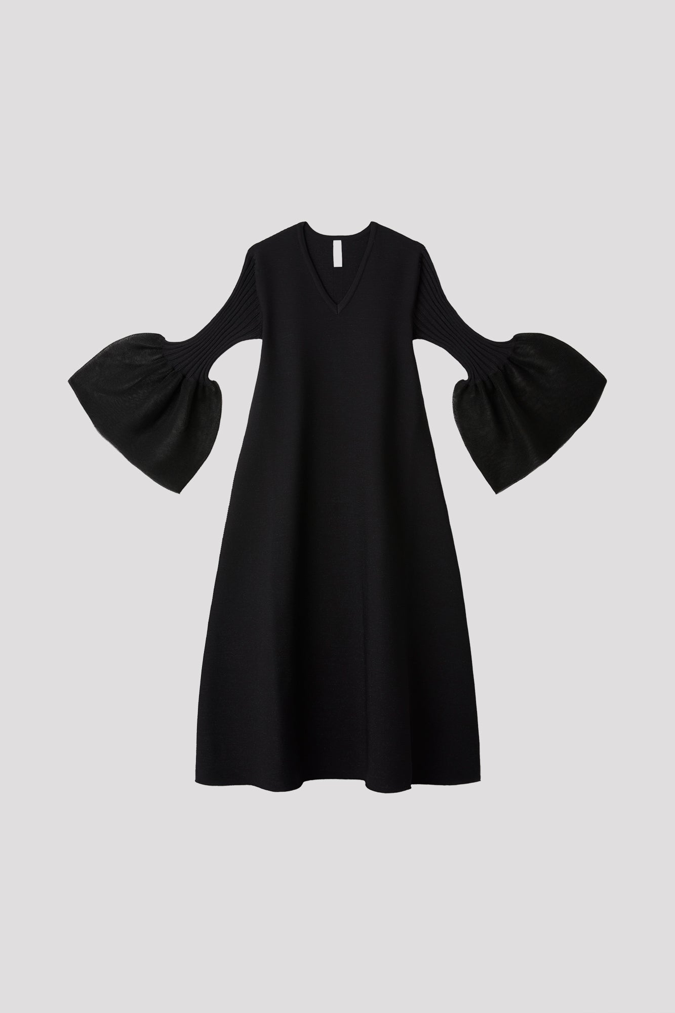 POTTERY LUCENT GLITTER LONG BELL SLEEVE FLARE DRESS - BLACK-BLACK