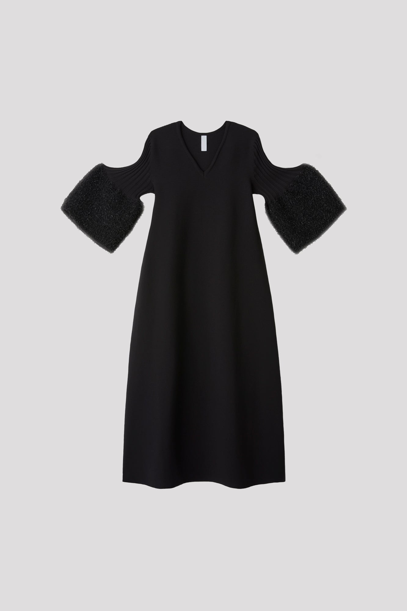 POTTERY REEF SHORT BELL SLEEVE FLARE DRESS - BLACK