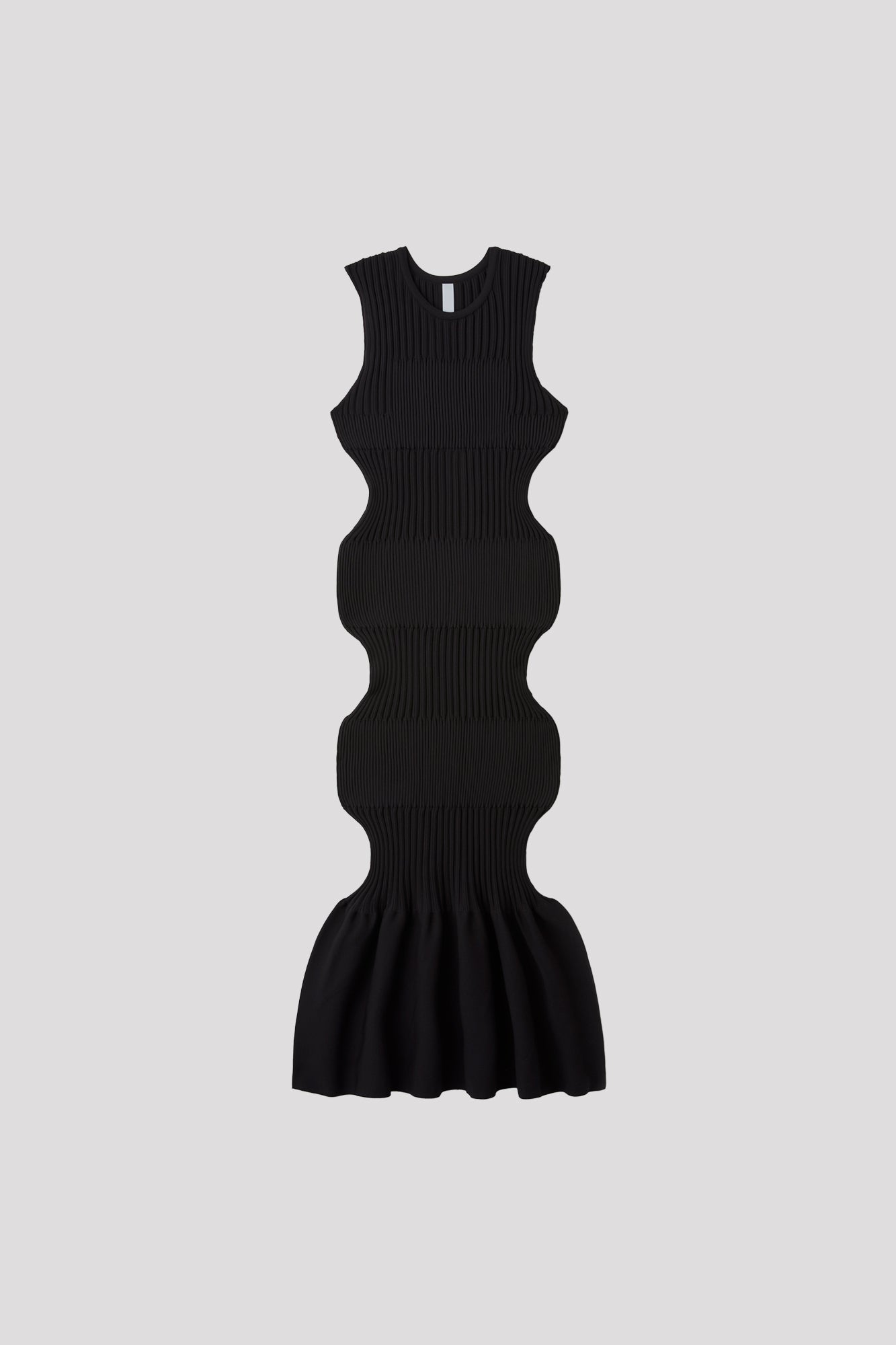 FLUTED SLEEVELESS MERMAID DRESS - BLACK