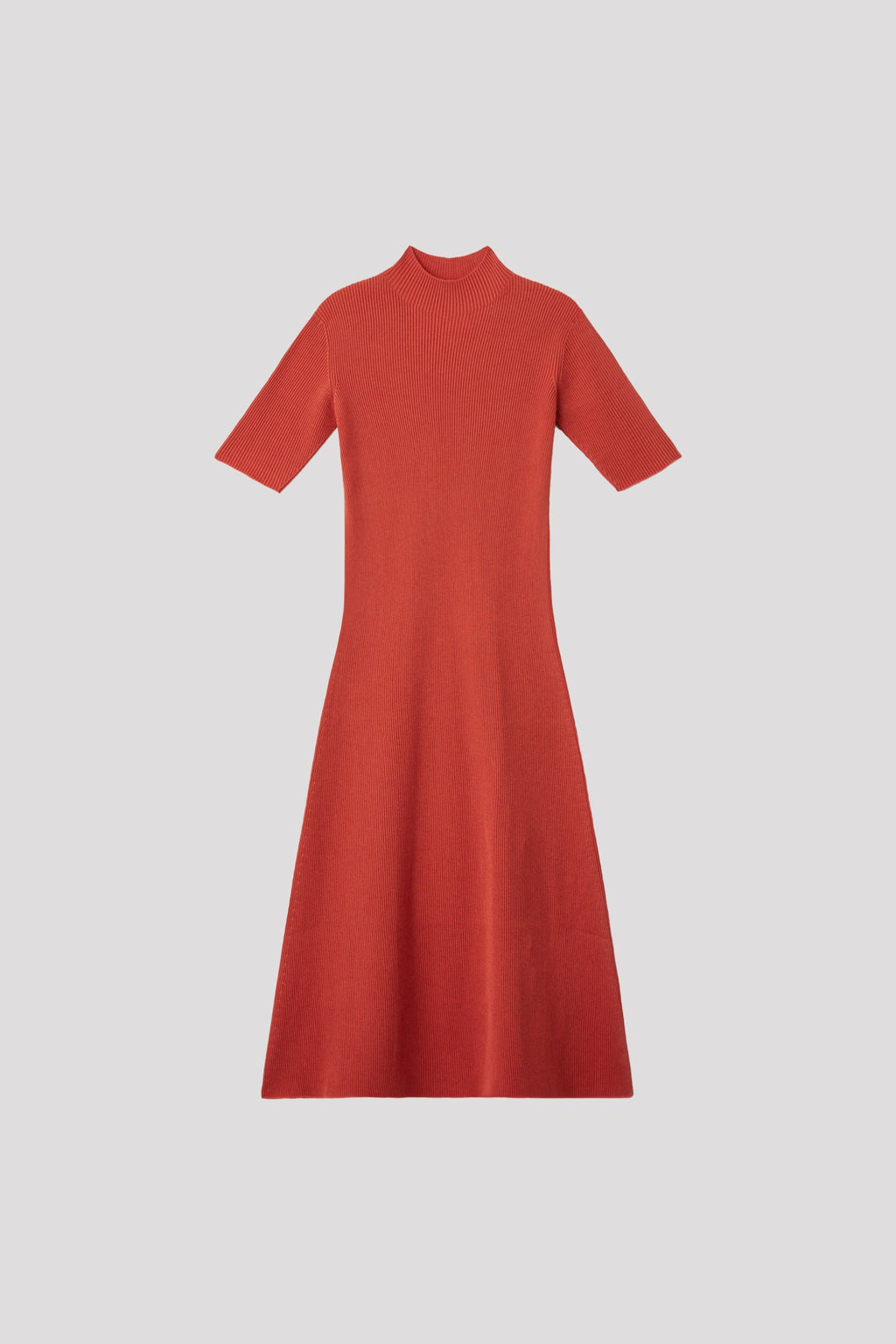 PORTRAIT SHORT SLEEVE DRESS - BRICK RED