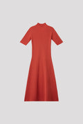 PORTRAIT SHORT SLEEVE DRESS - BRICK RED