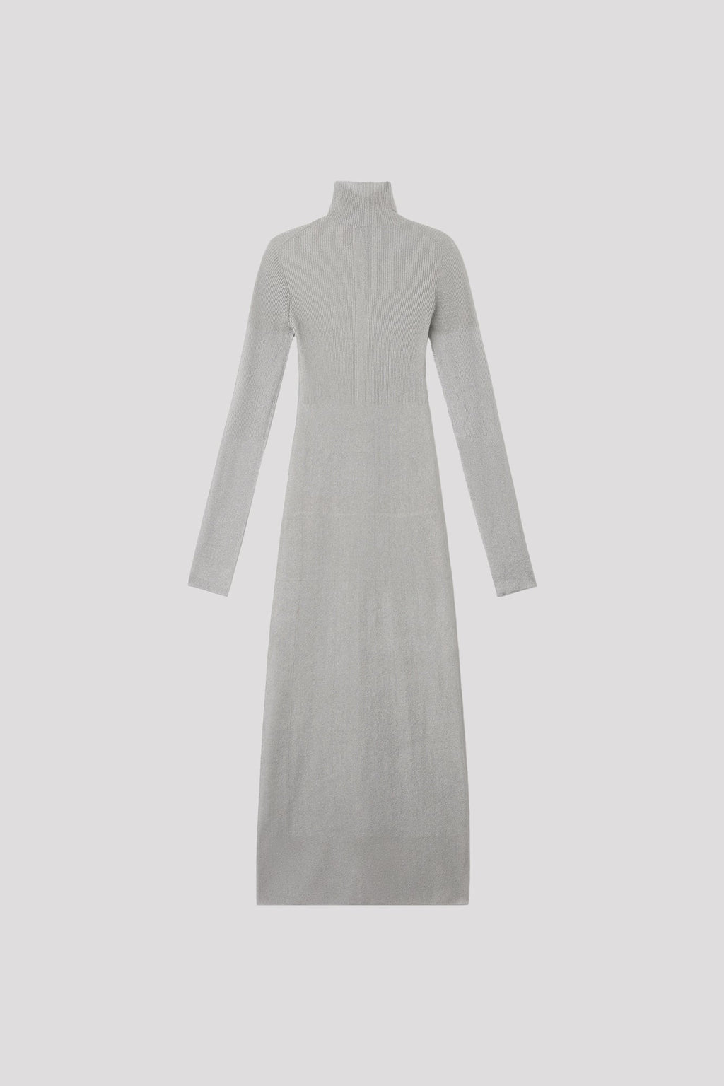 RIB METAL HIGHNECK LONG SLEEVE DRESS