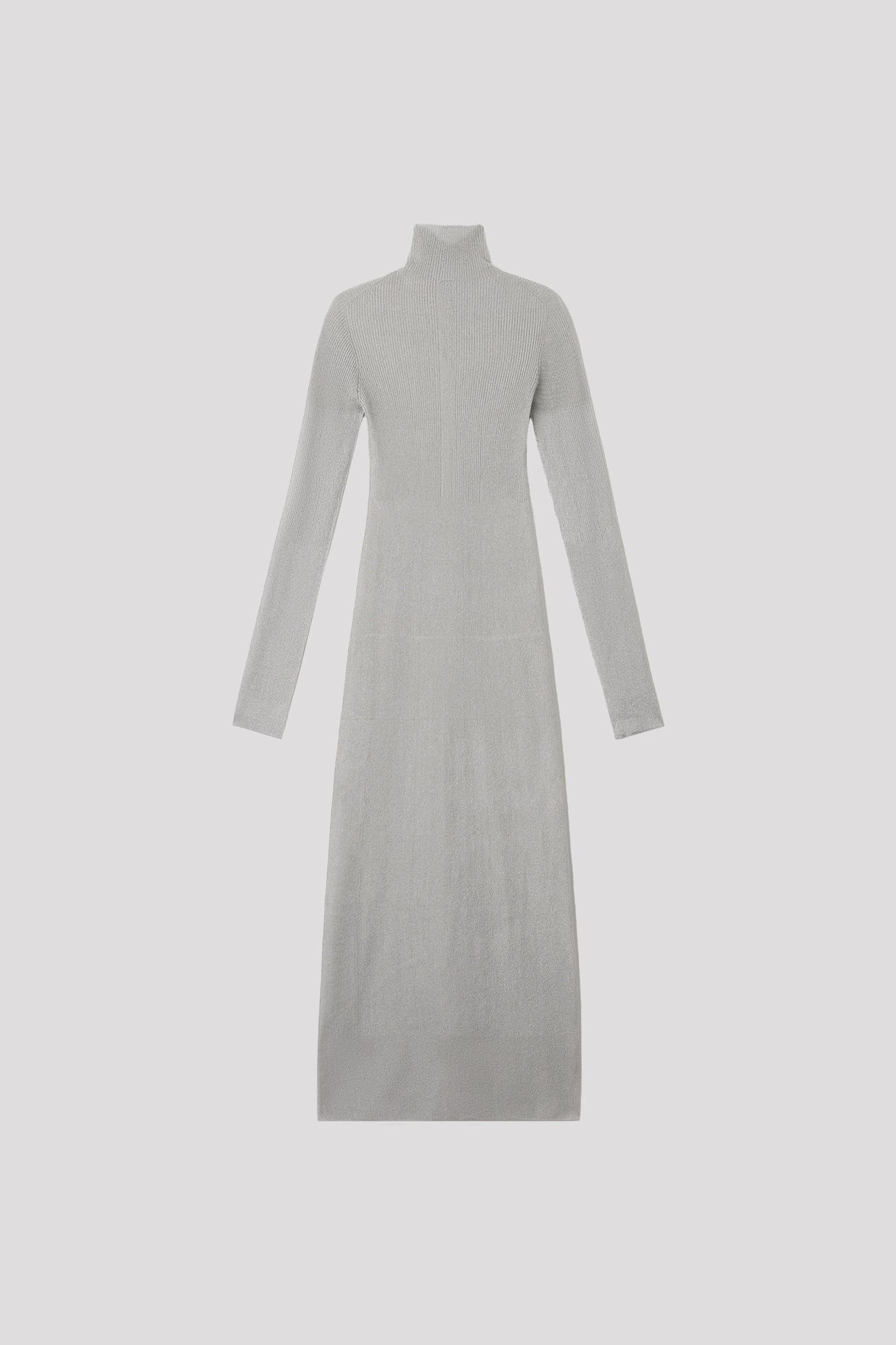 RIB METAL HIGHNECK LONG SLEEVE DRESS