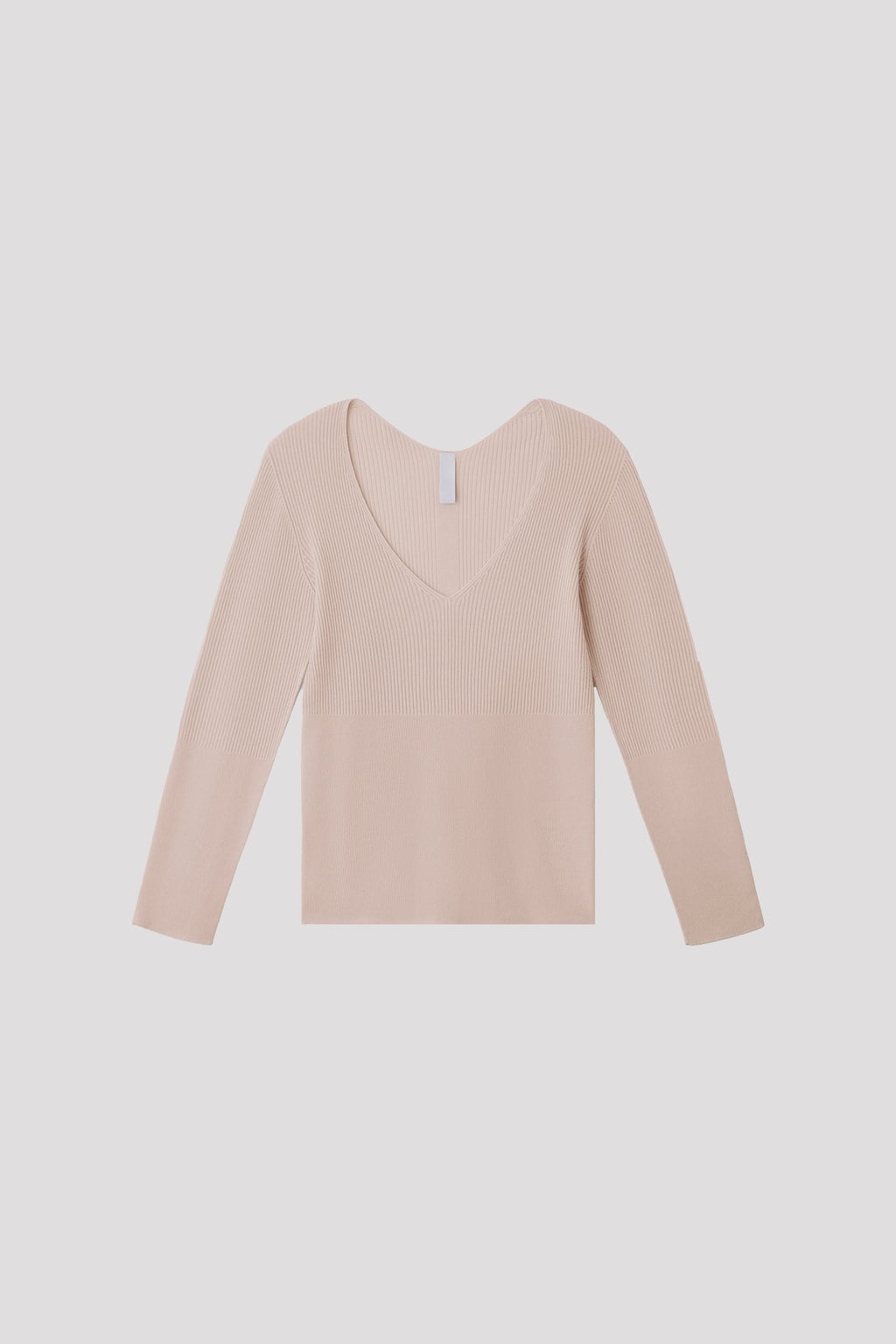 BS RIB V-NECK TOP - LIGHT BEIGE