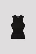 FLUTED SLEEVELESS TOP - BLACK