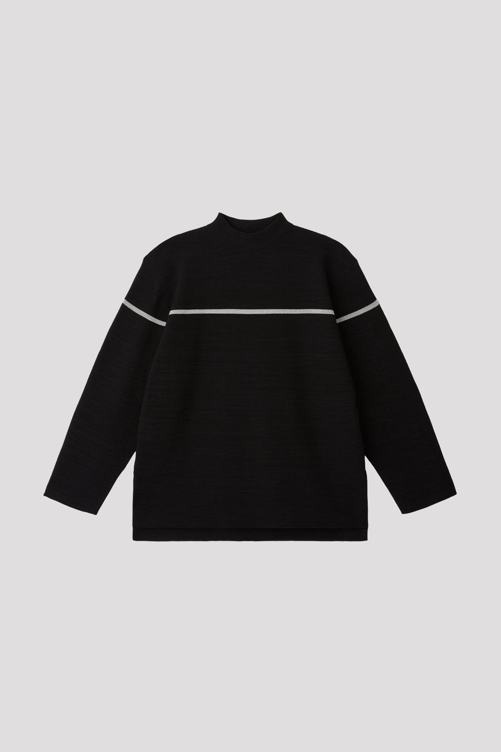 GARTER METAL MOCKNECK LONG SLEEVE TEE SHIRT - BLACK-SILVER