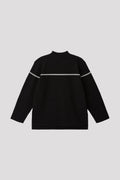 GARTER METAL MOCKNECK LONG SLEEVE TEE SHIRT - BLACK-SILVER