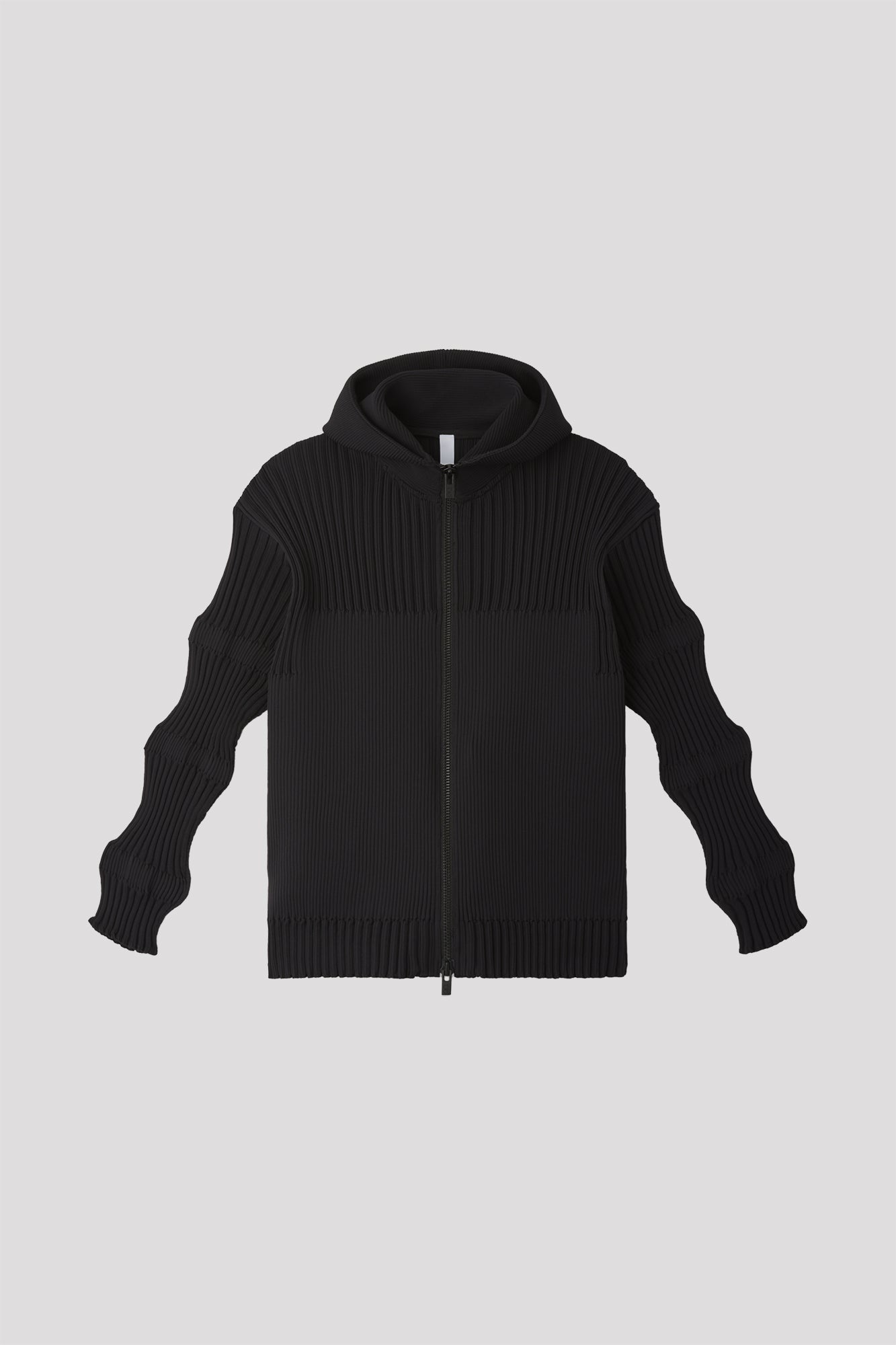 FLUTED HOODIE JACKET - BLACK