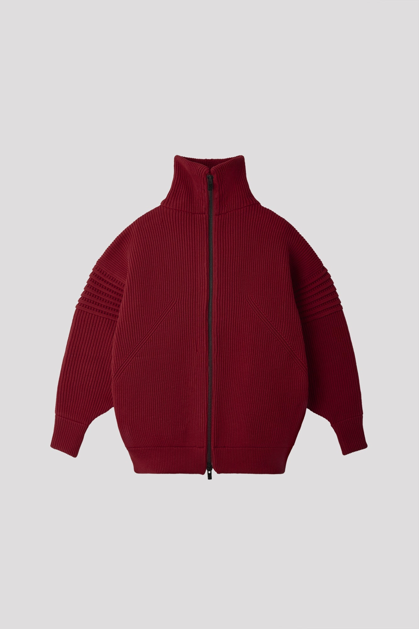 LOW GAUGE HIGHNECK ZIP BLOUSON - MAROON RED
