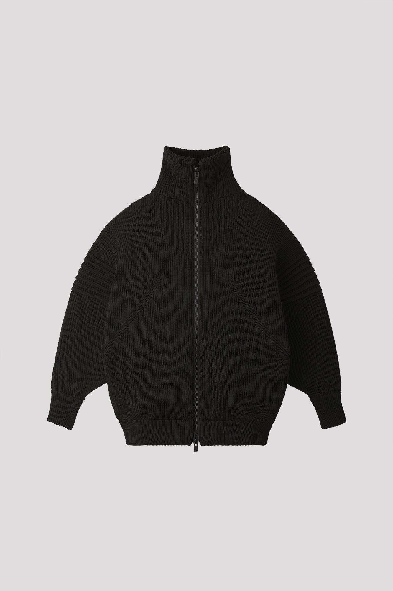 LOW GAUGE HIGHNECK ZIP BLOUSON - BLACK