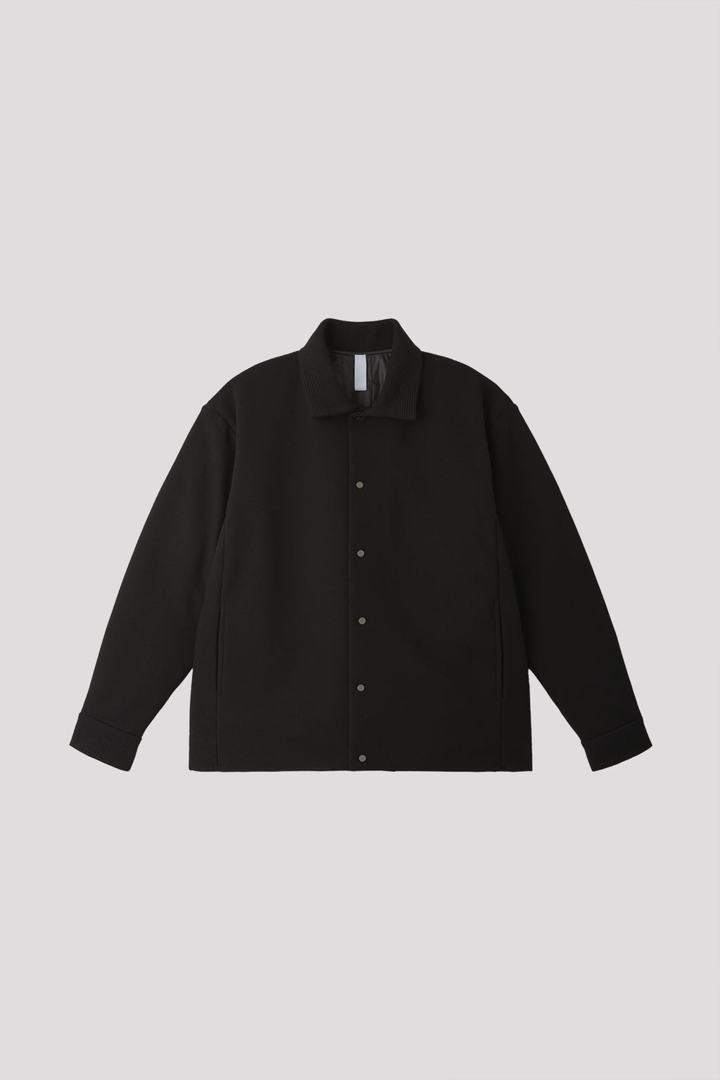 MESH STAND FALL COLLAR JACKET - BLACK