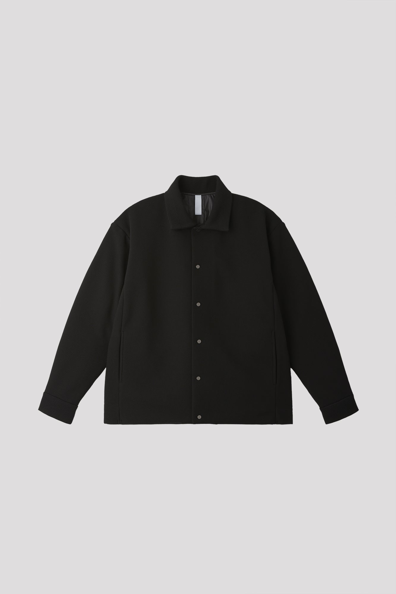 MESH STAND FALL COLLAR JACKET - BLACK