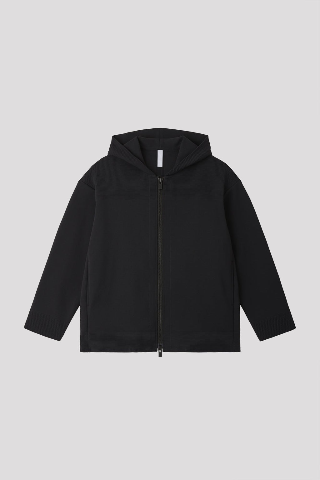 MILAN RIB HOODIE JACKET - BLACK