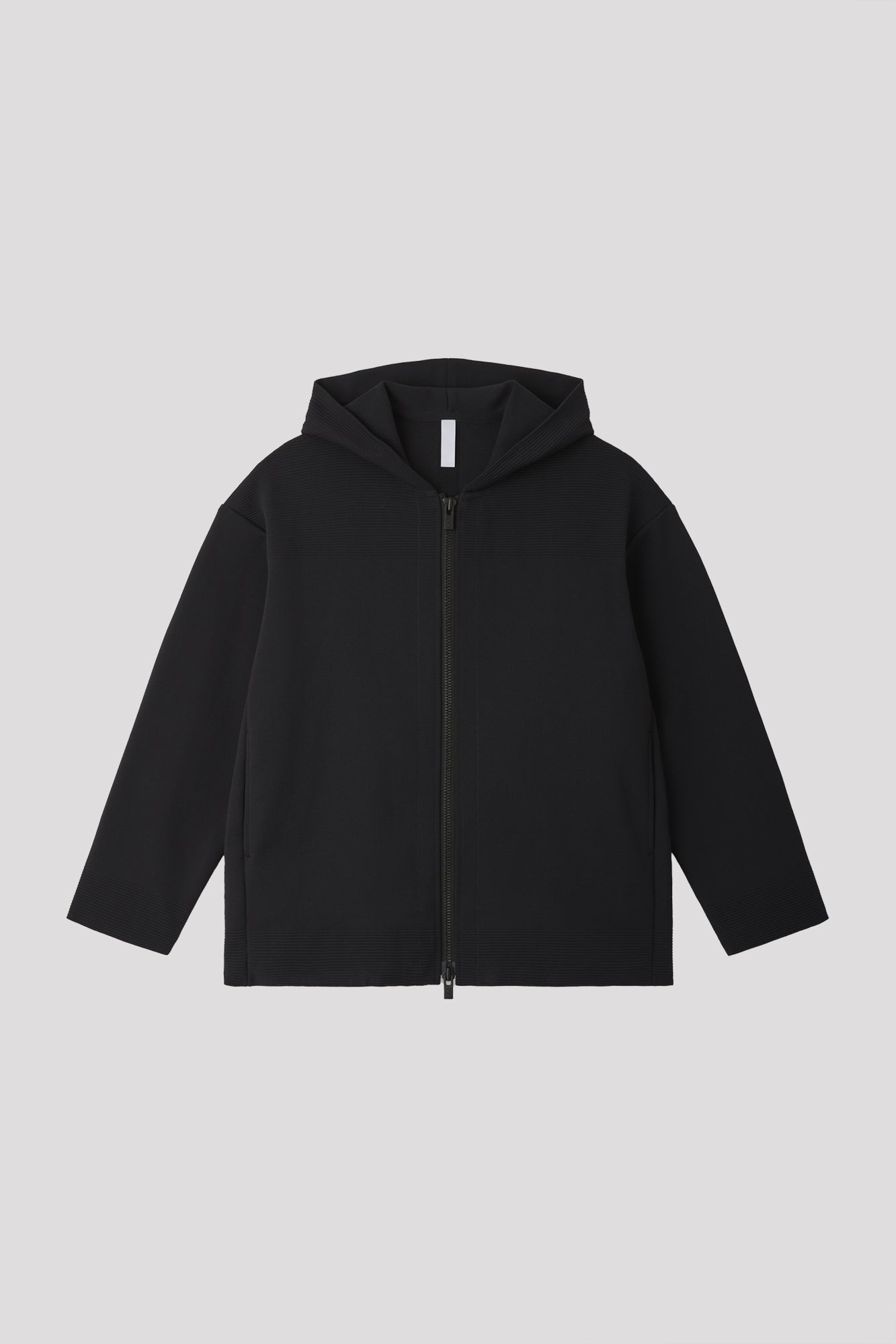 MILAN RIB HOODIE JACKET - BLACK