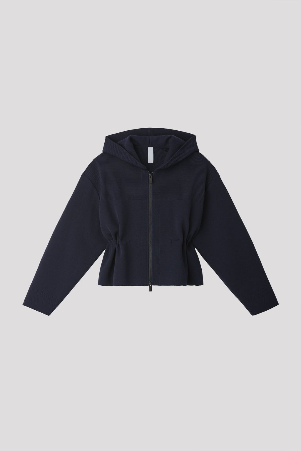 TW MILAN RIB CROPPED HOODIE JACKET - NAVY