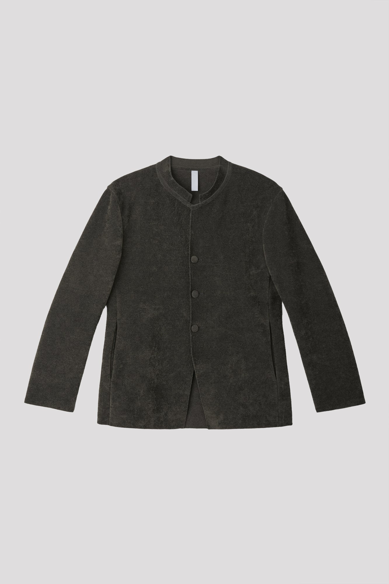MILAN RIB VELVET STAND-UP COLLAR JACKET - IRON GRAY