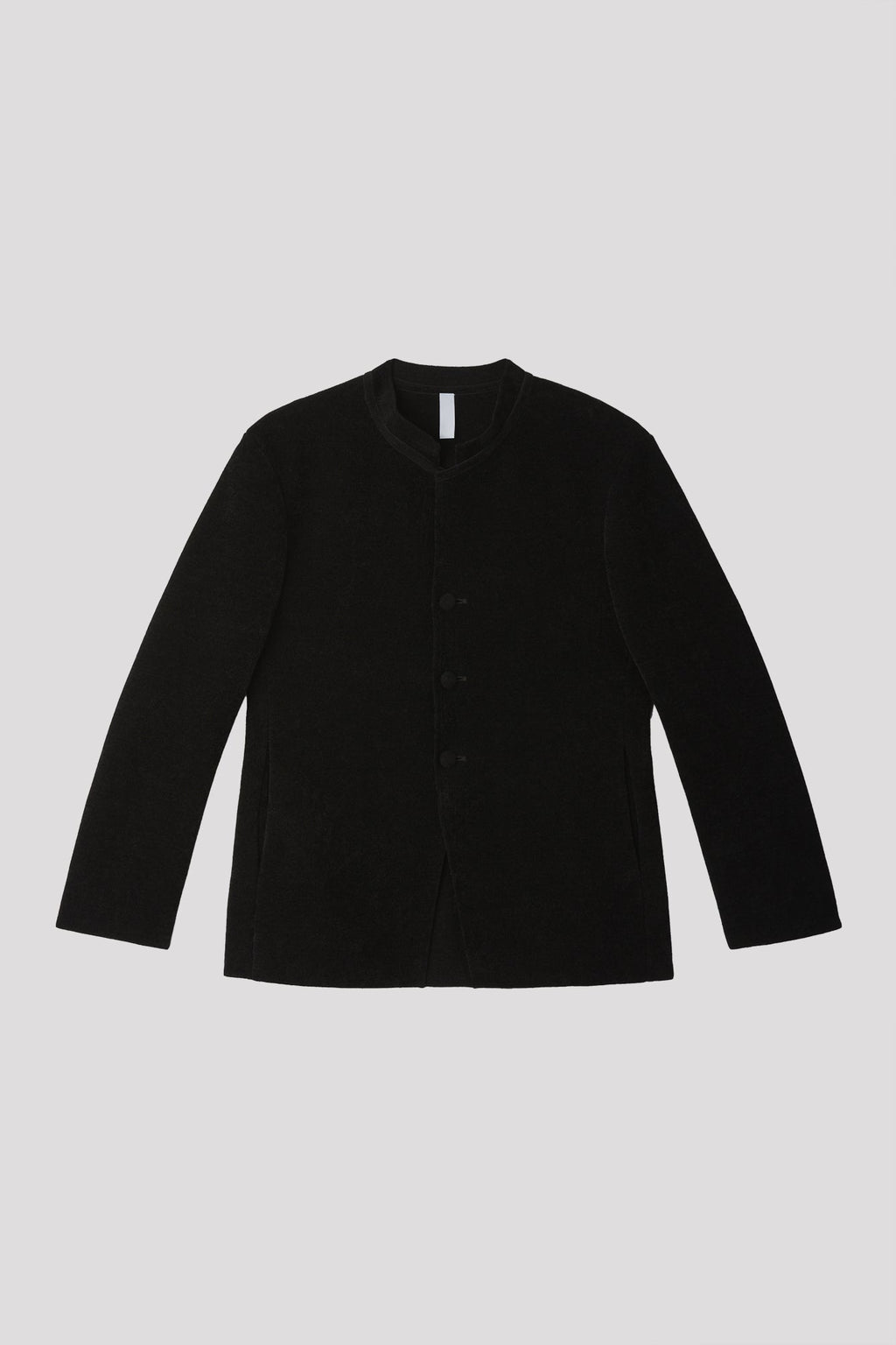MILAN RIB VELVET STAND-UP COLLAR JACKET - BLACK