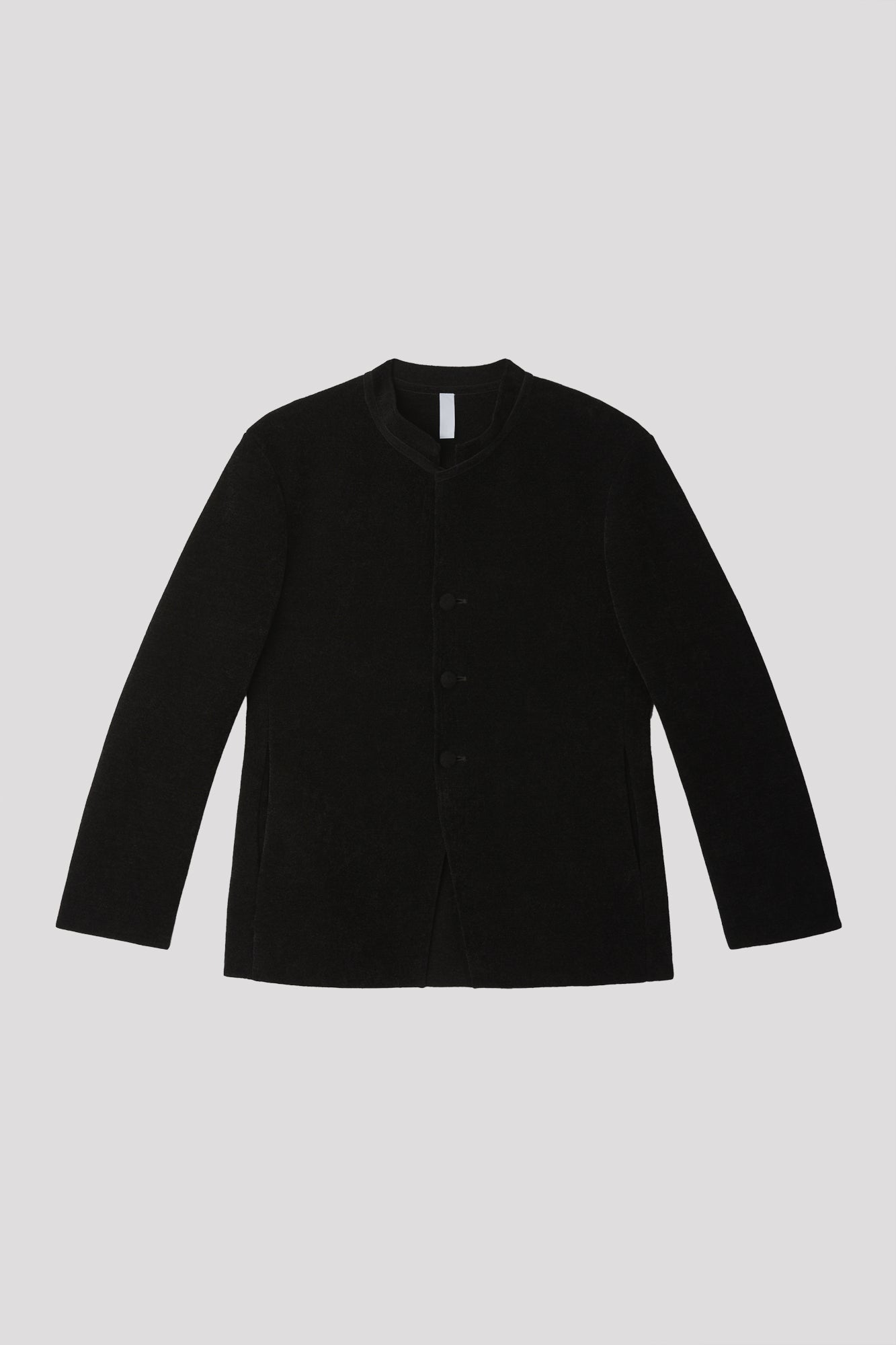 MILAN RIB VELVET STAND-UP COLLAR JACKET - BLACK