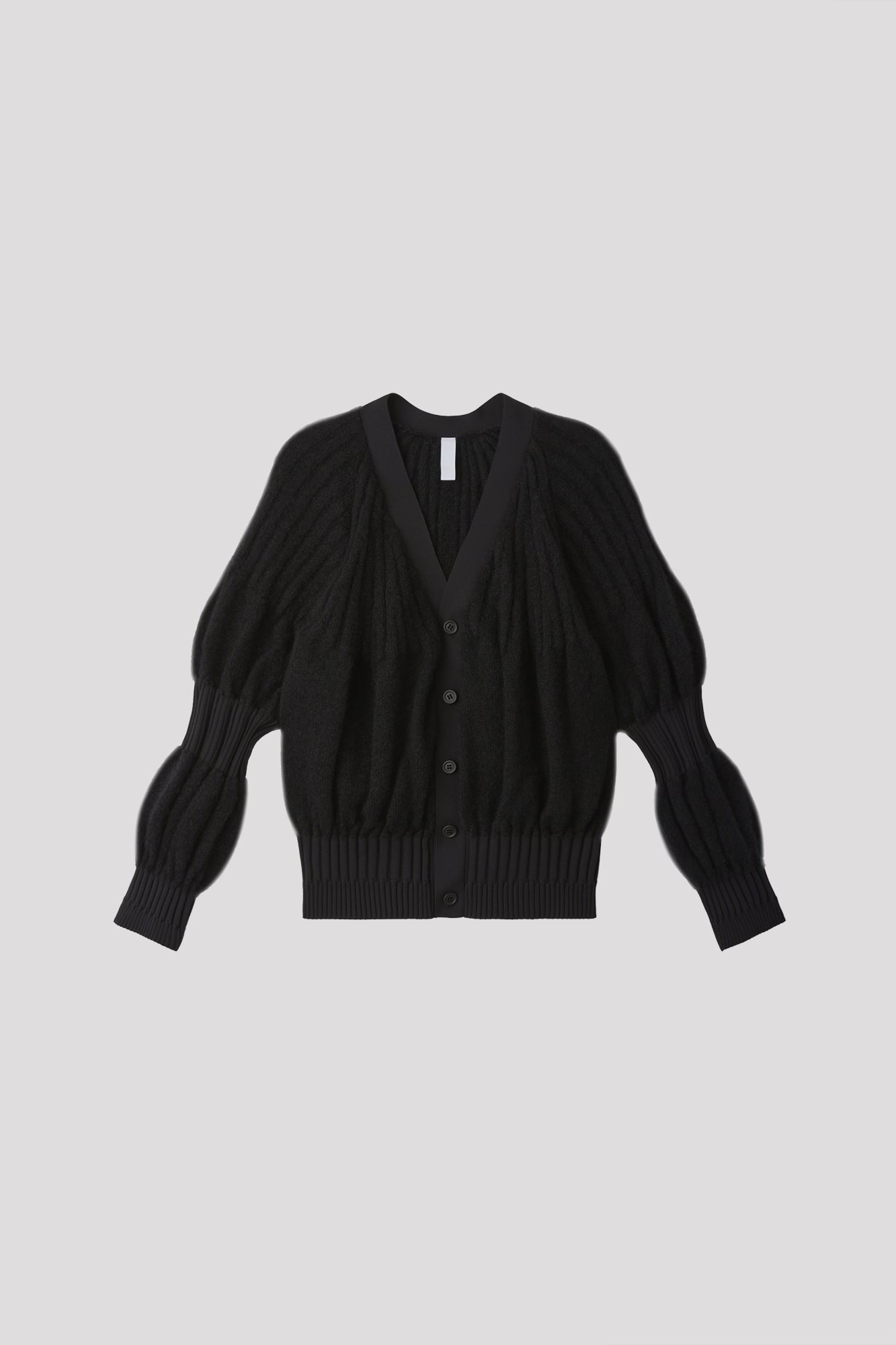 FLUTED MOHAIR CARDIGAN - BLACK
