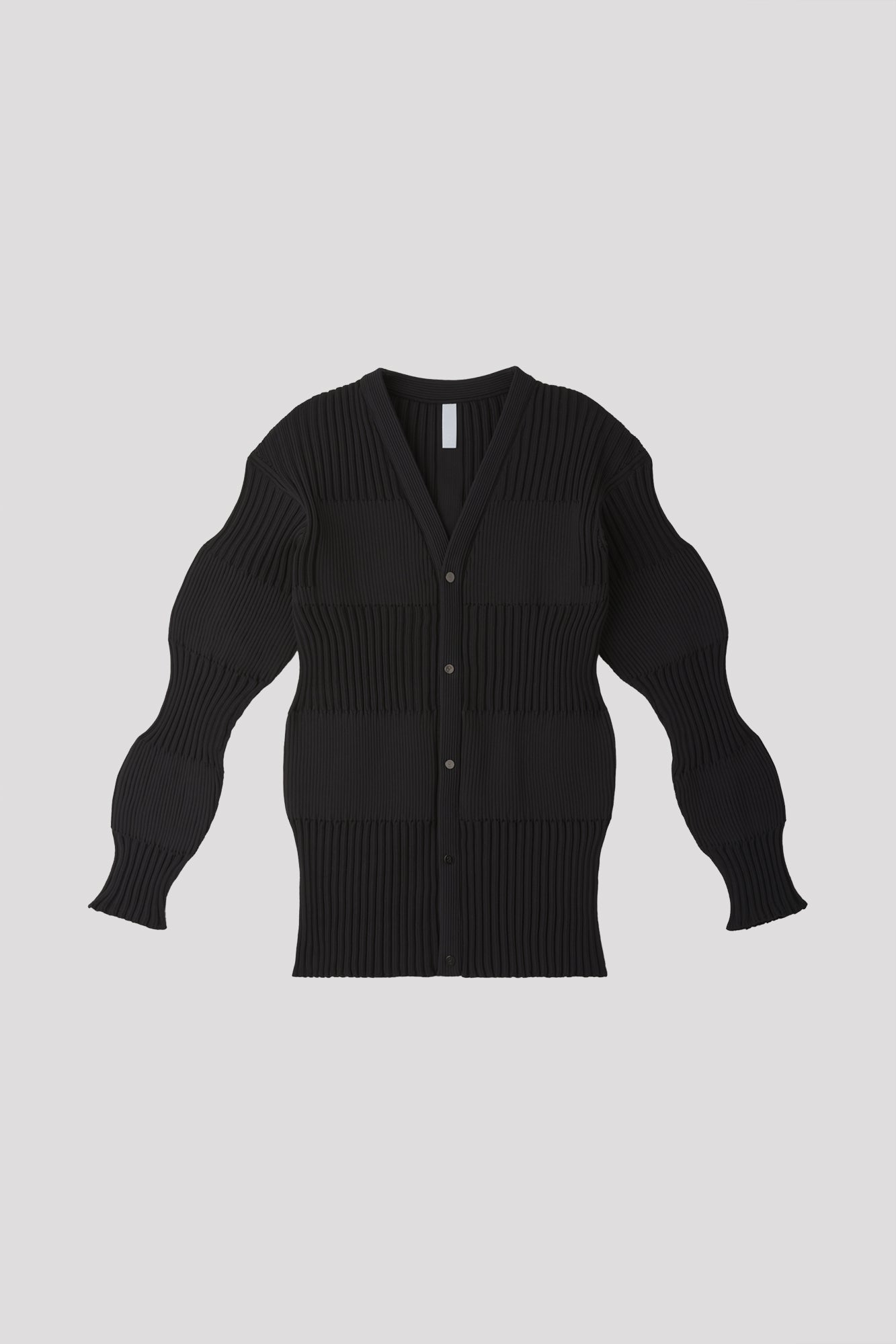 FLUTED CARDIGAN - BLACK