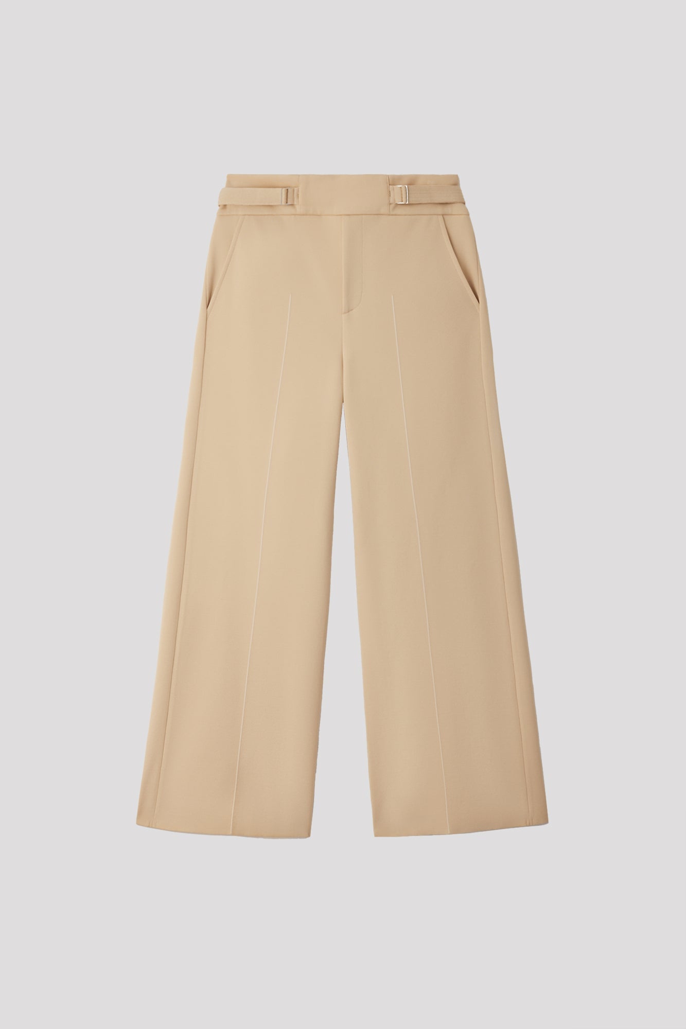 AC MILAN RIB WIDE STRAIGHT PANTS - BISQUE BEIGE