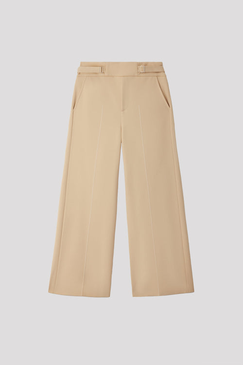 AC MILAN RIB WIDE STRAIGHT PANTS - BISQUE BEIGE