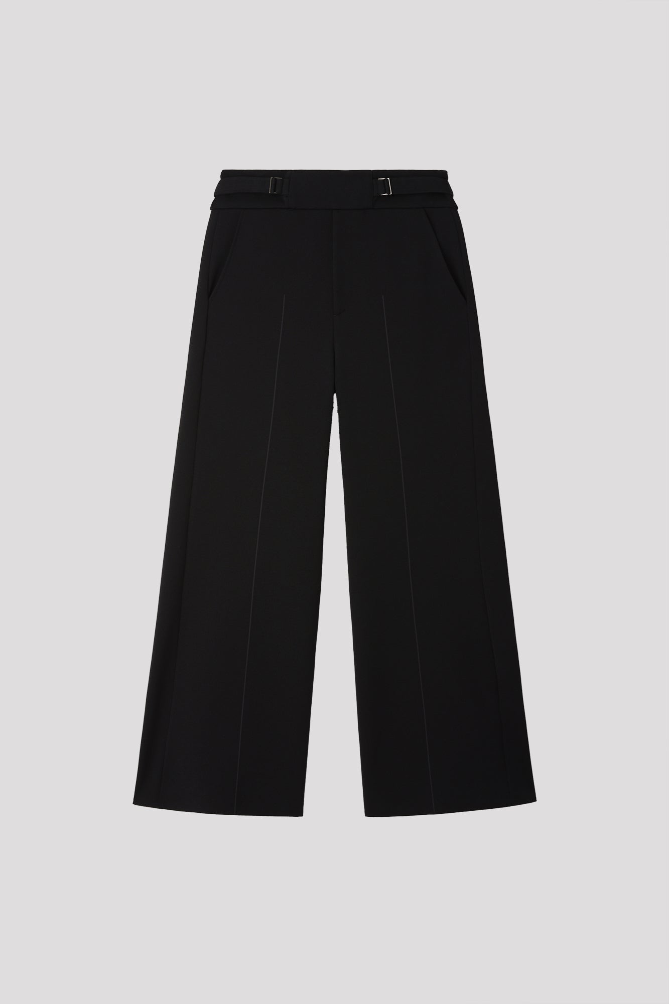 AC MILAN RIB WIDE STRAIGHT PANTS - BLACK