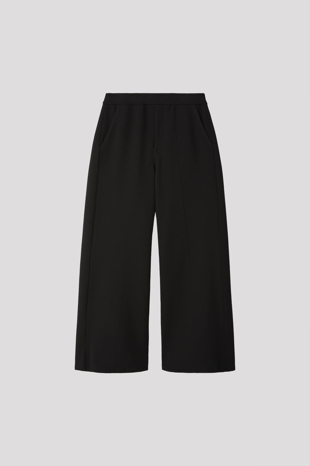 MESH WIDE STRAIGHT PANTS - BLACK